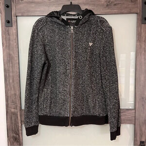 Guess Women’s Charcoal Full Zip Jacket w/ Military Style Shoulder Strap Detail